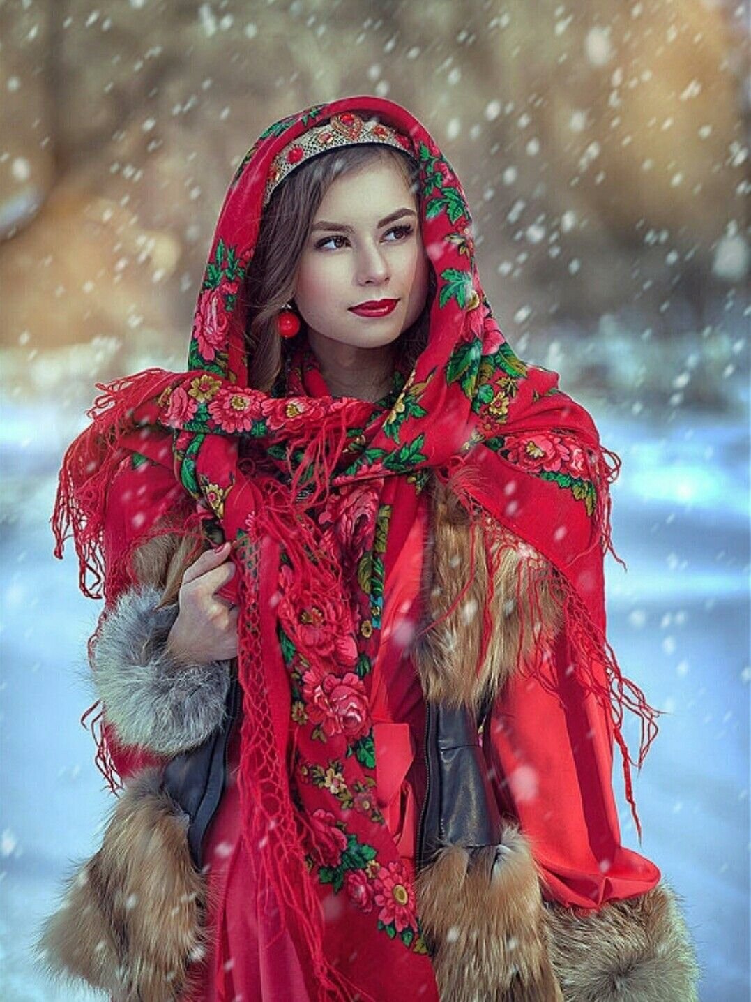 Beautiful girl Women in Slavic costumes in Guntur