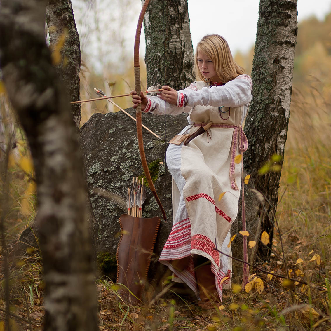 Sexy photo Girls in Slavic costumes in Guntur
